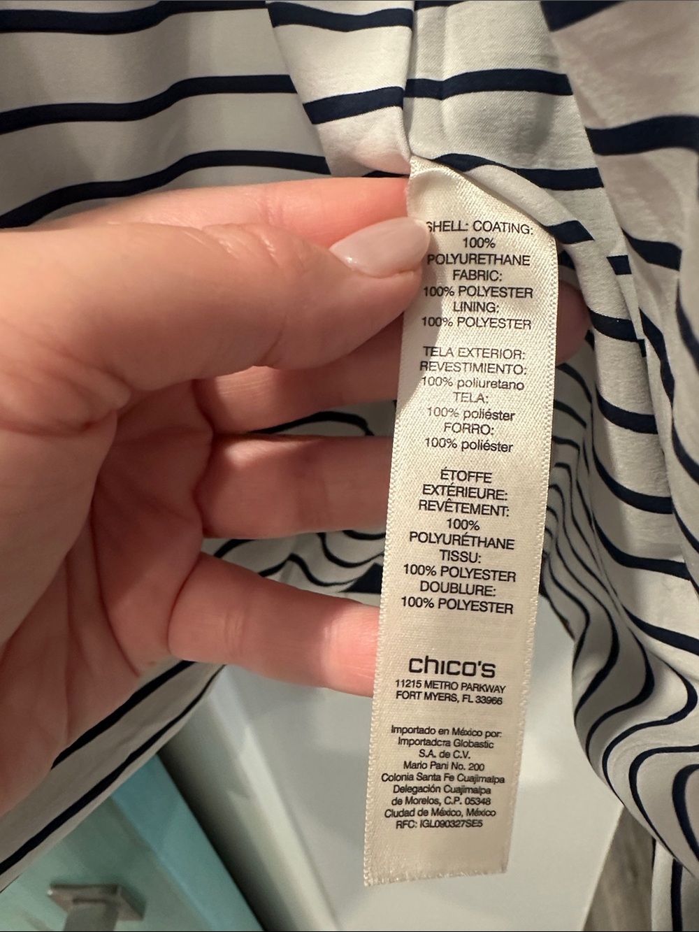 Chico's Floral Striped Rain Jacket Coat Size 1 EUC - Picture 9 of 10